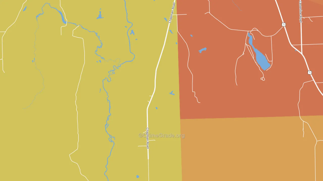 Spragueville, ME Map of Robbery Rates