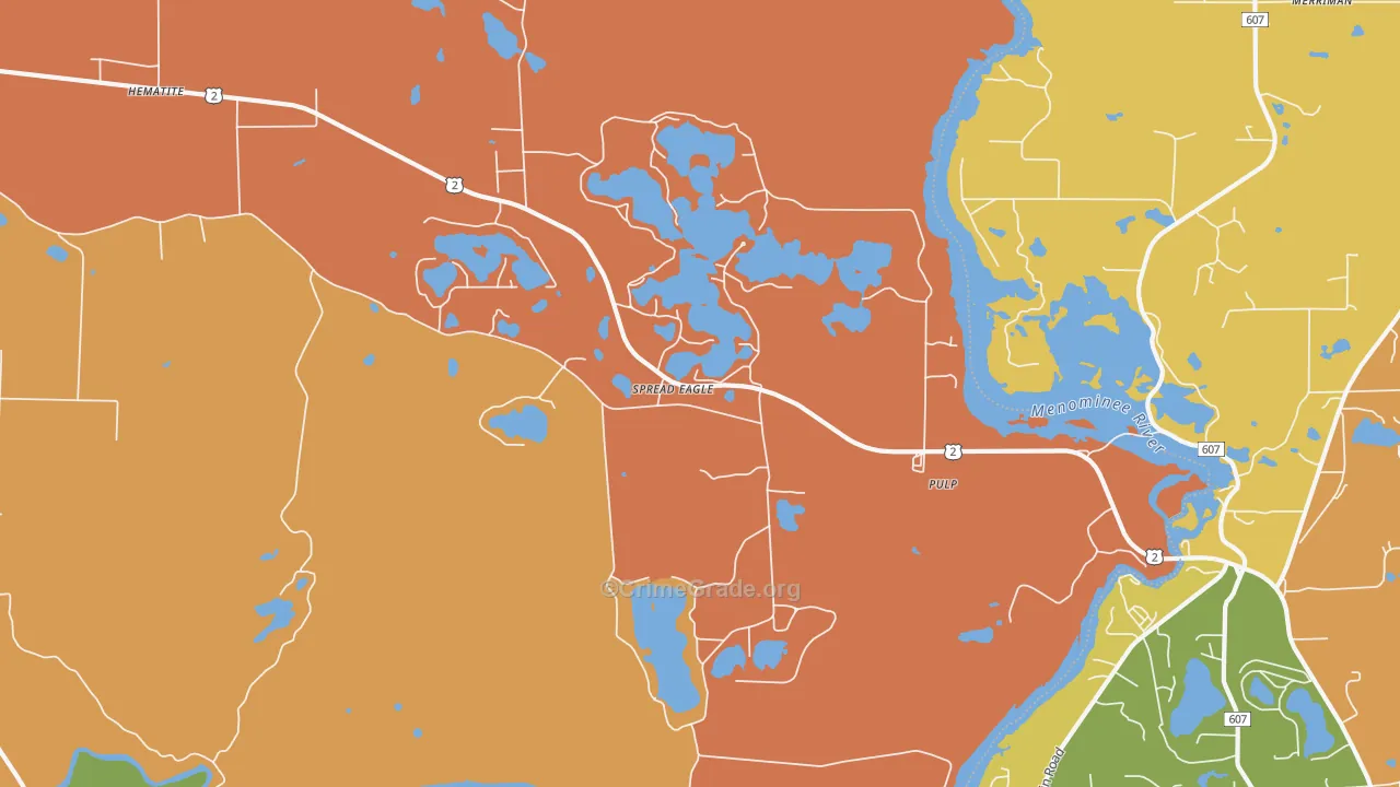 Spread Eagle, WI Map of Robbery Rates