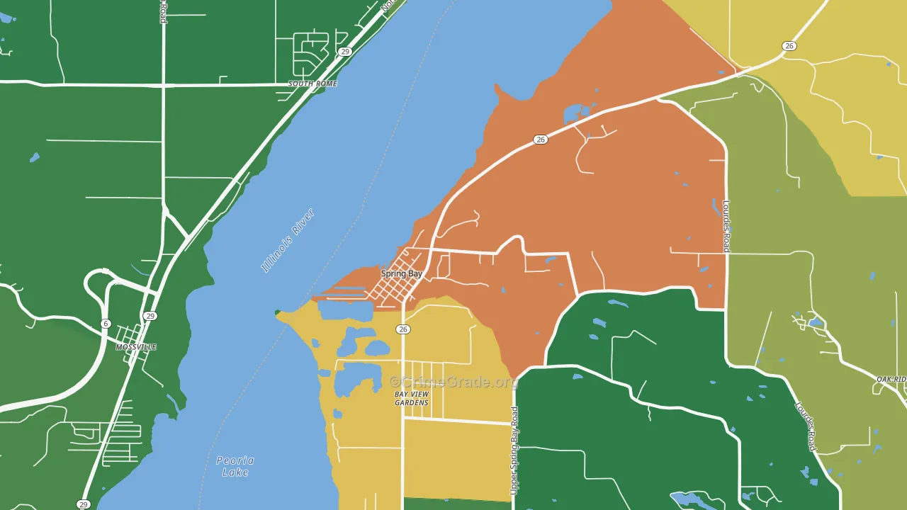 Spring Bay, IL Map of Robbery Rates
