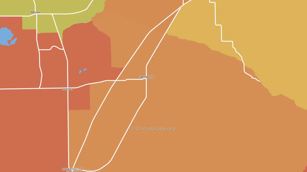 Spring City, UT Map of Robbery Rates