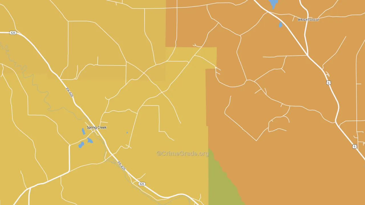 Spring Creek, PA Map of Robbery Rates