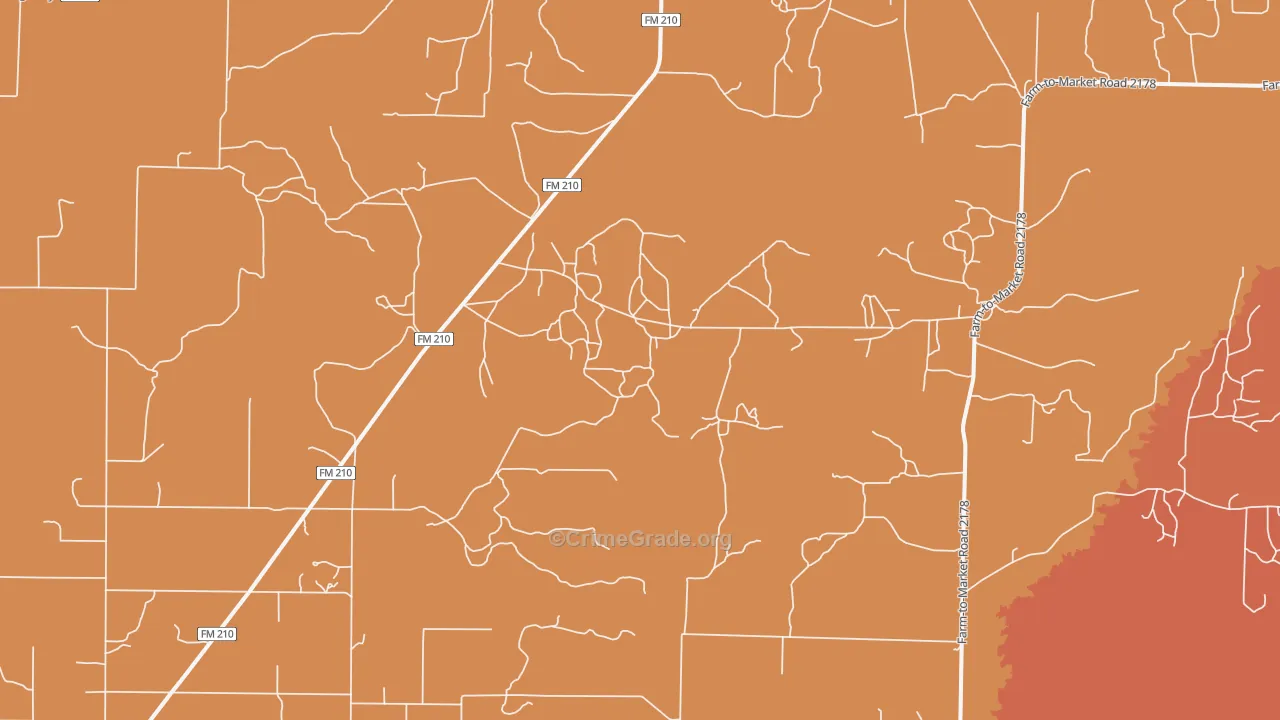 Spring Creek, TX Map of Robbery Rates