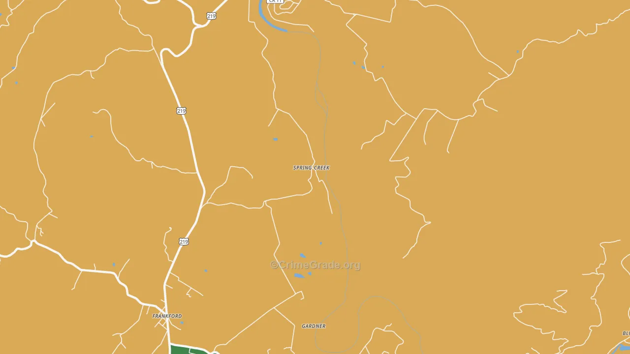 Spring Creek, WV Map of Robbery Rates