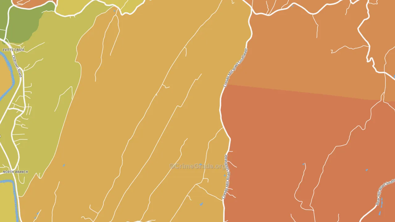 Spring Gap, MD Map of Robbery Rates