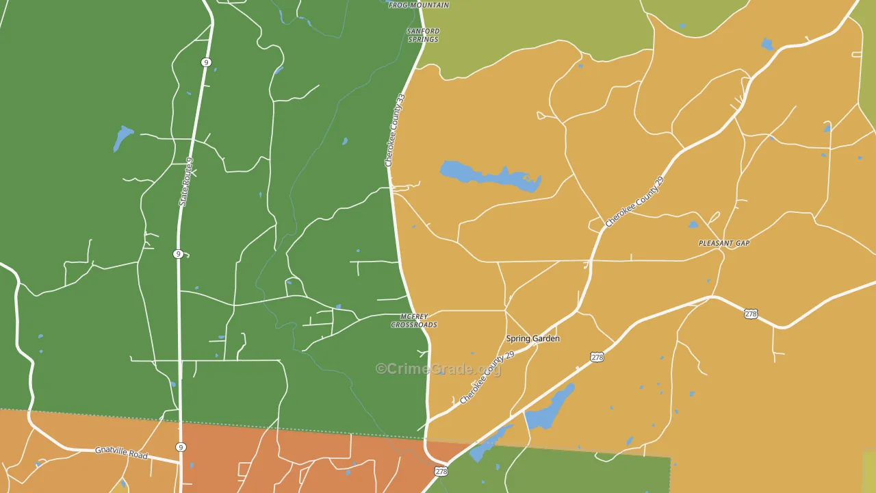 Spring Garden, AL Map of Robbery Rates