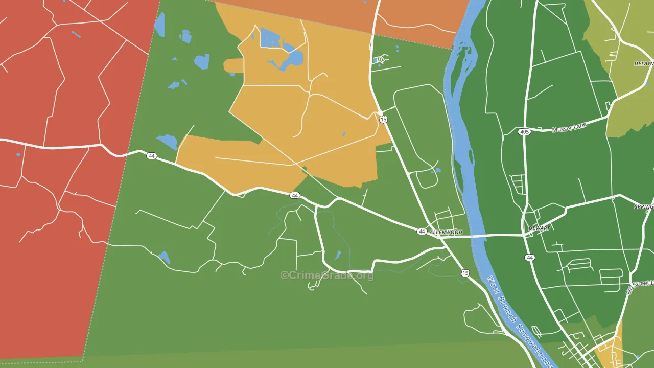 Spring Garden, PA Map of Robbery Rates