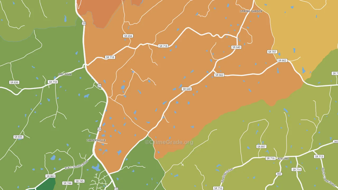 Spring Garden, VA Map of Robbery Rates