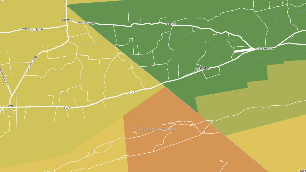 Spring Glen, PA Map of Robbery Rates