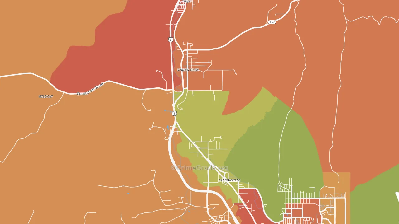 Spring Glen, UT Map of Robbery Rates