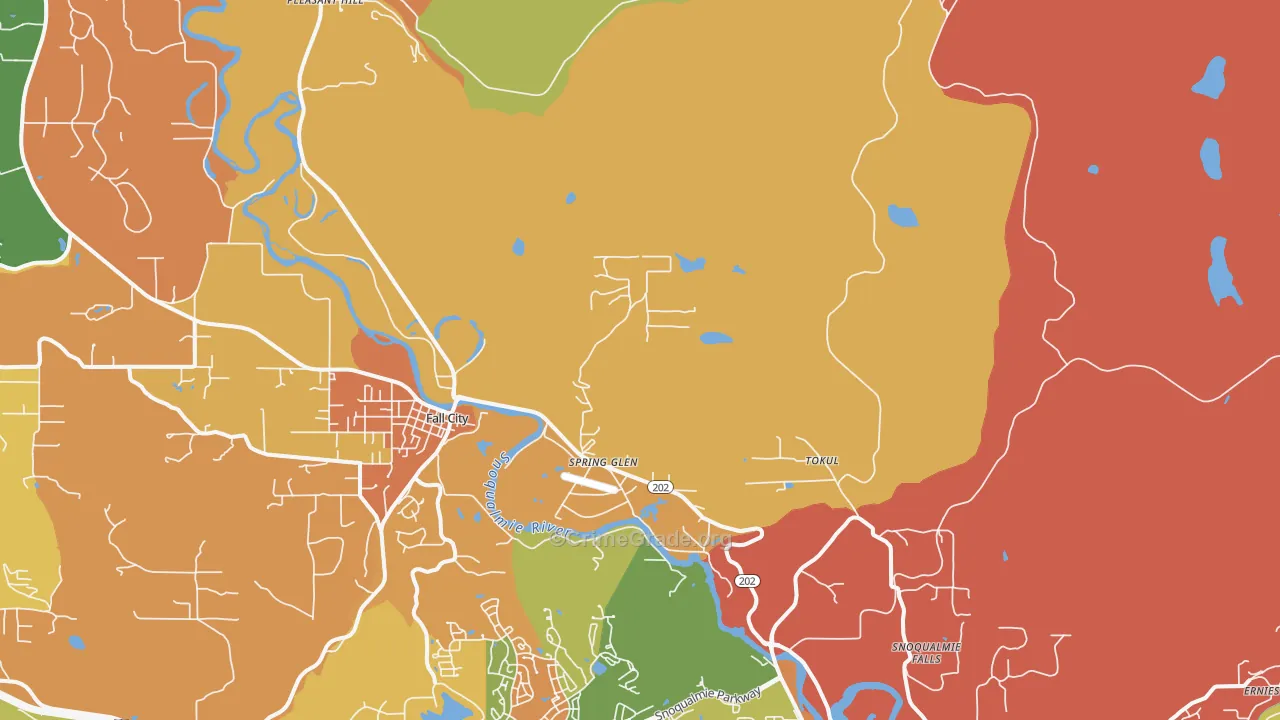 Spring Glen, WA Map of Robbery Rates