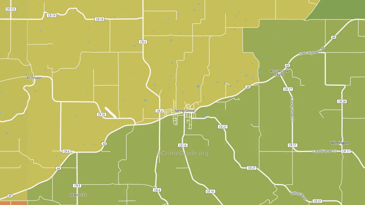 Spring Grove, MN Map of Robbery Rates