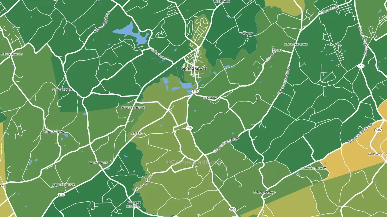 Spring Grove, PA Map of Robbery Rates