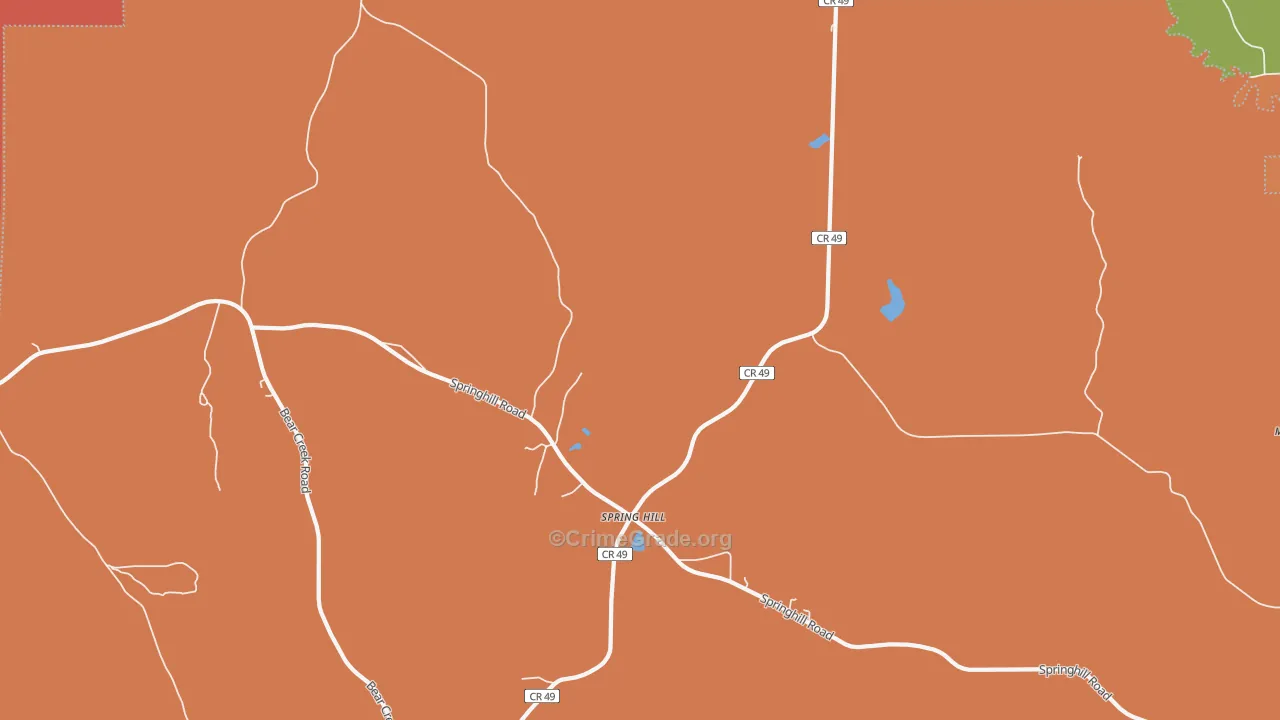 Spring Hill, AL Map of Robbery Rates