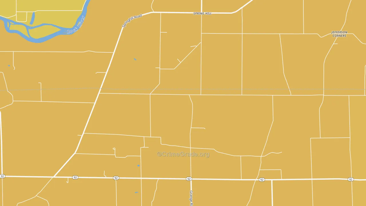 Spring Hill, IL Map of Robbery Rates