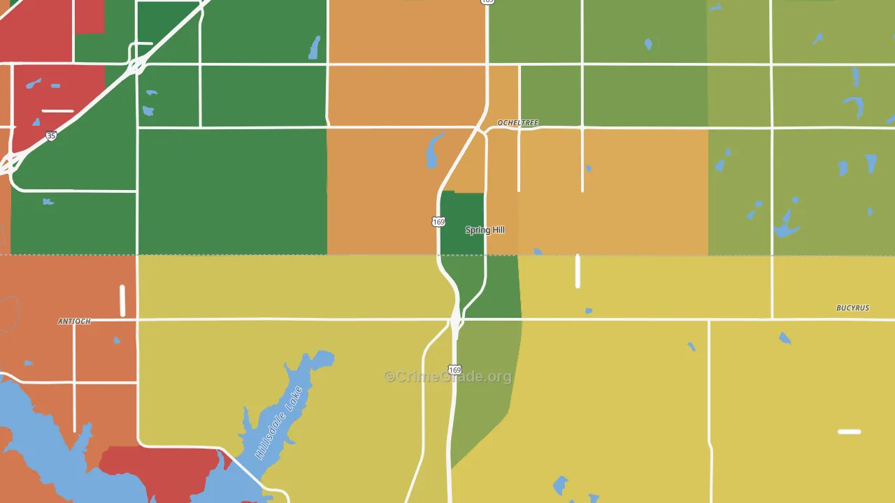 Spring Hill, KS Map of Robbery Rates