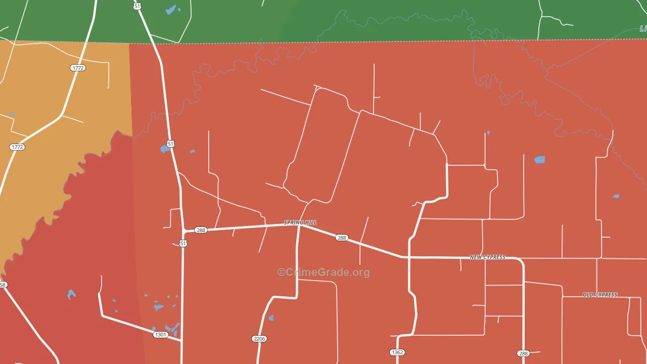 Spring Hill, KY Map of Robbery Rates