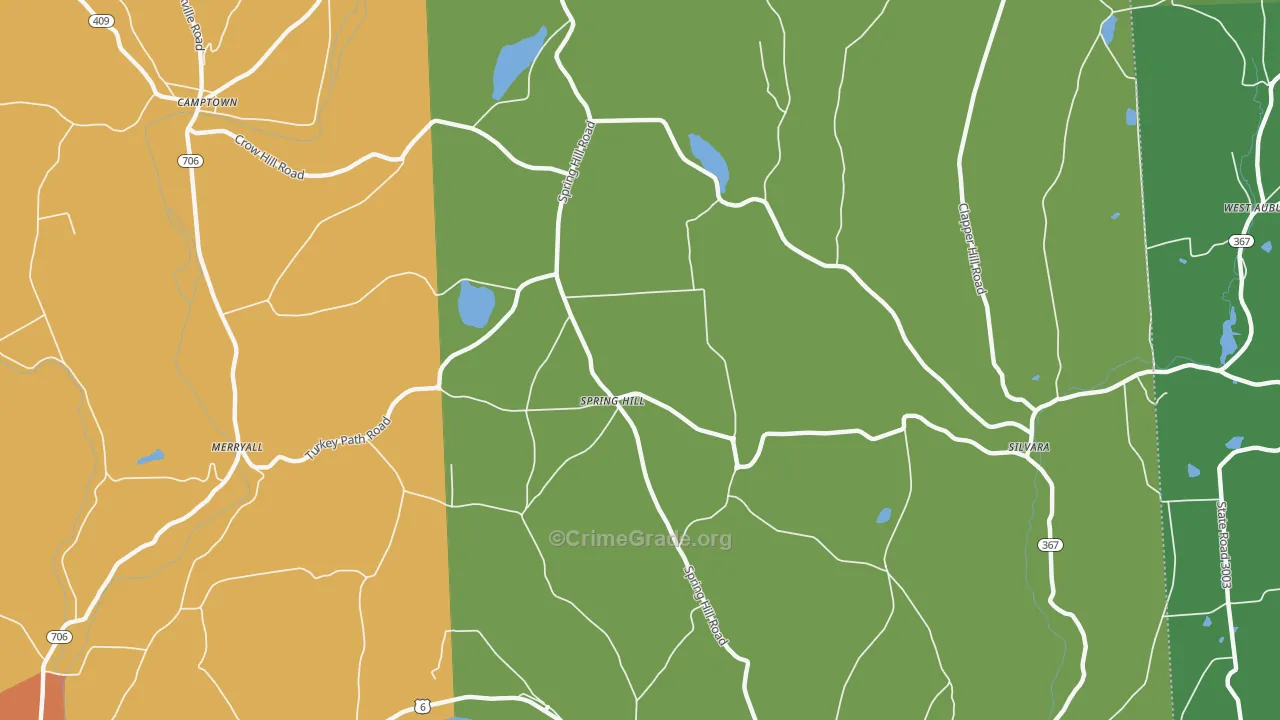 Spring Hill, PA Map of Robbery Rates
