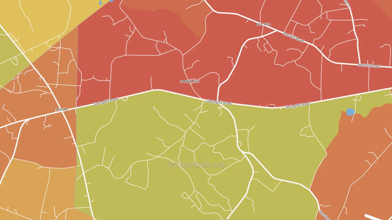 Spring Hill, SC Map of Robbery Rates