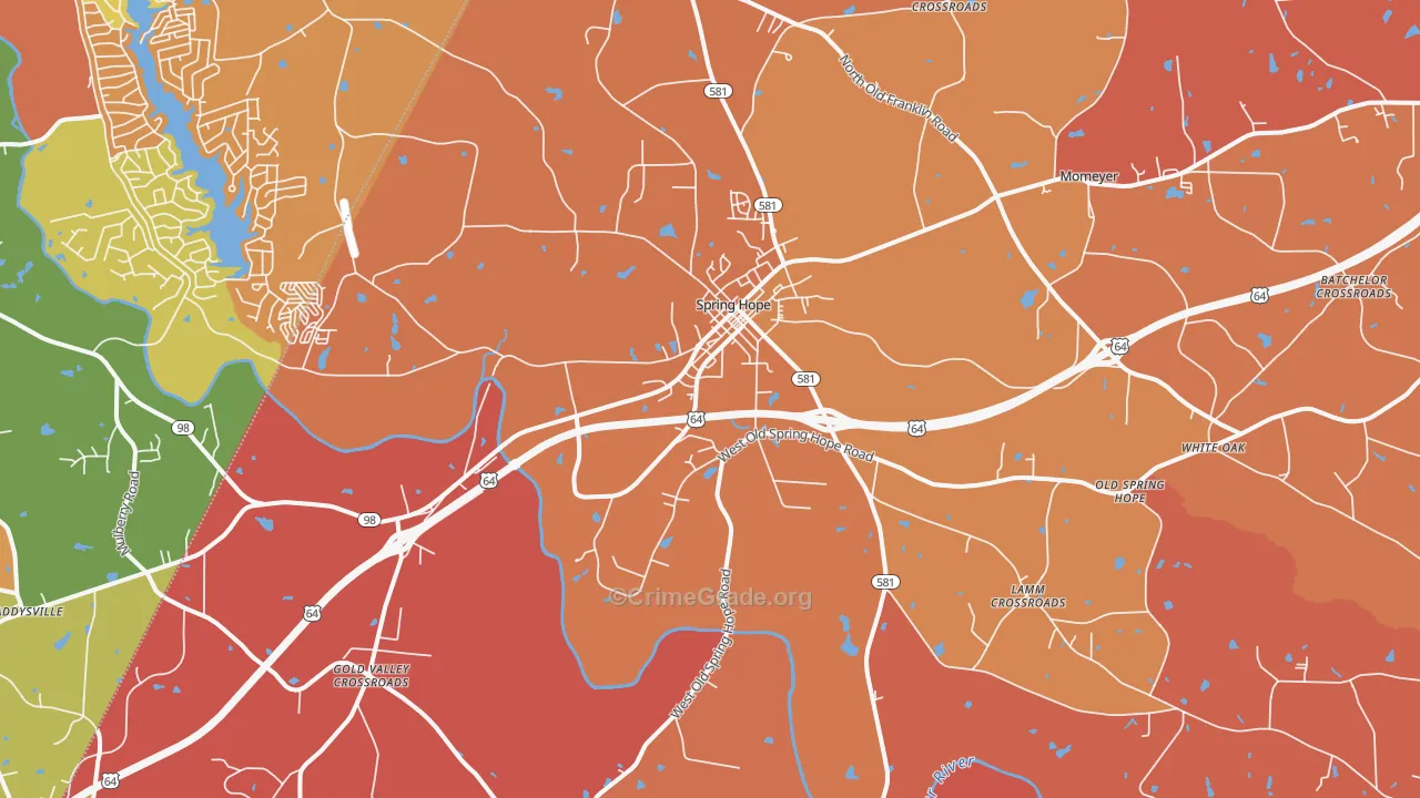 Spring Hope, NC Map of Robbery Rates