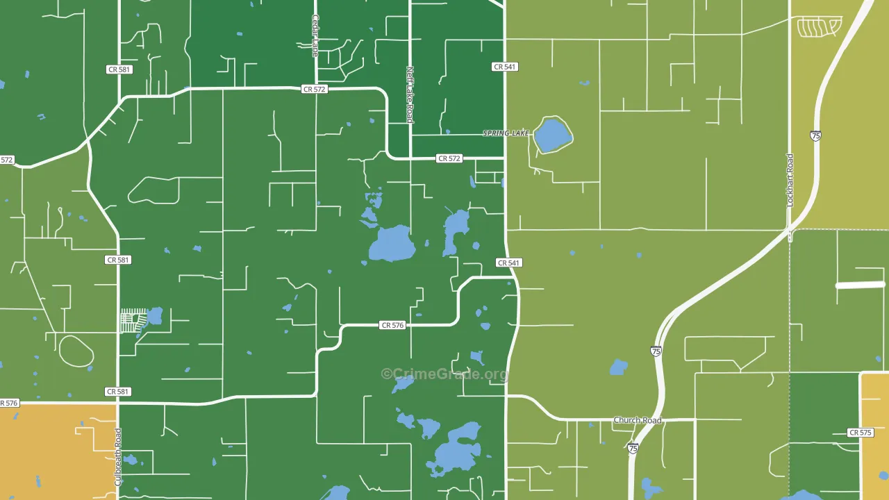 Spring Lake, FL Map of Robbery Rates