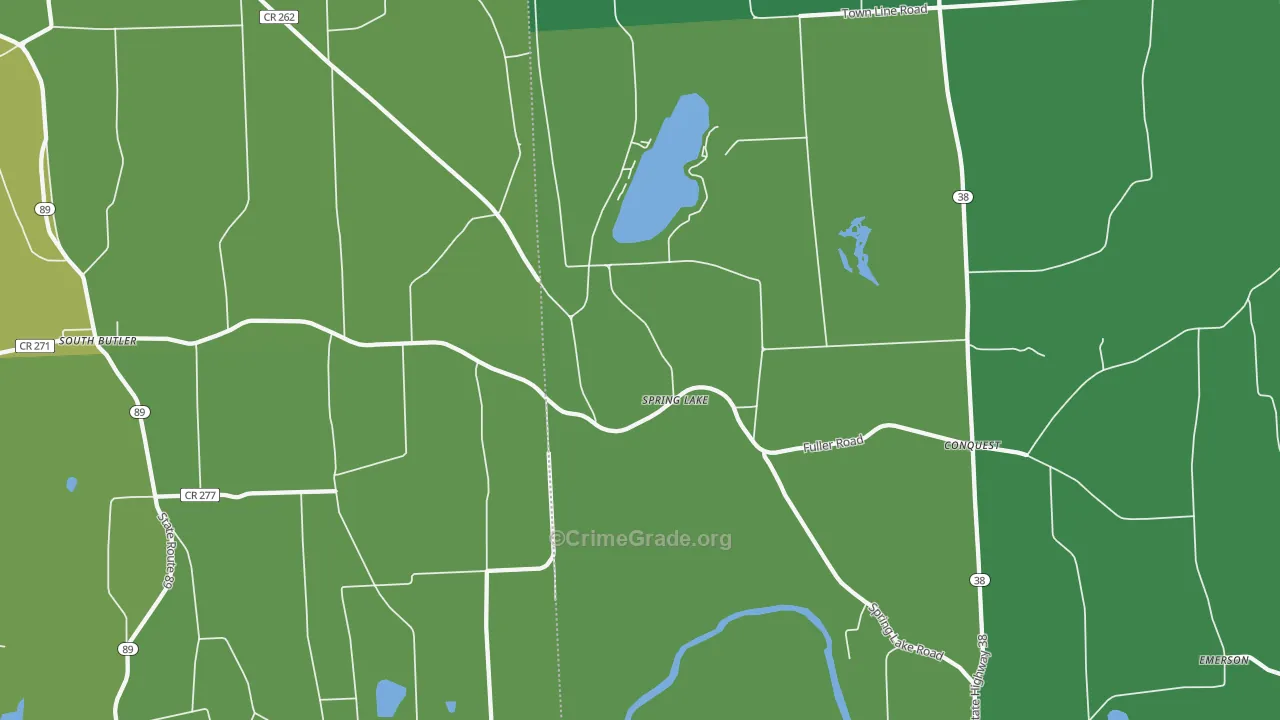 Spring Lake, NY Map of Robbery Rates