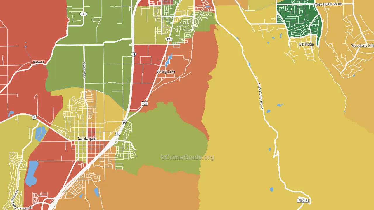 Spring Lake, UT Map of Robbery Rates