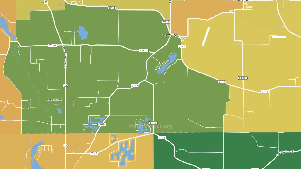 Spring Lake, WI Map of Robbery Rates