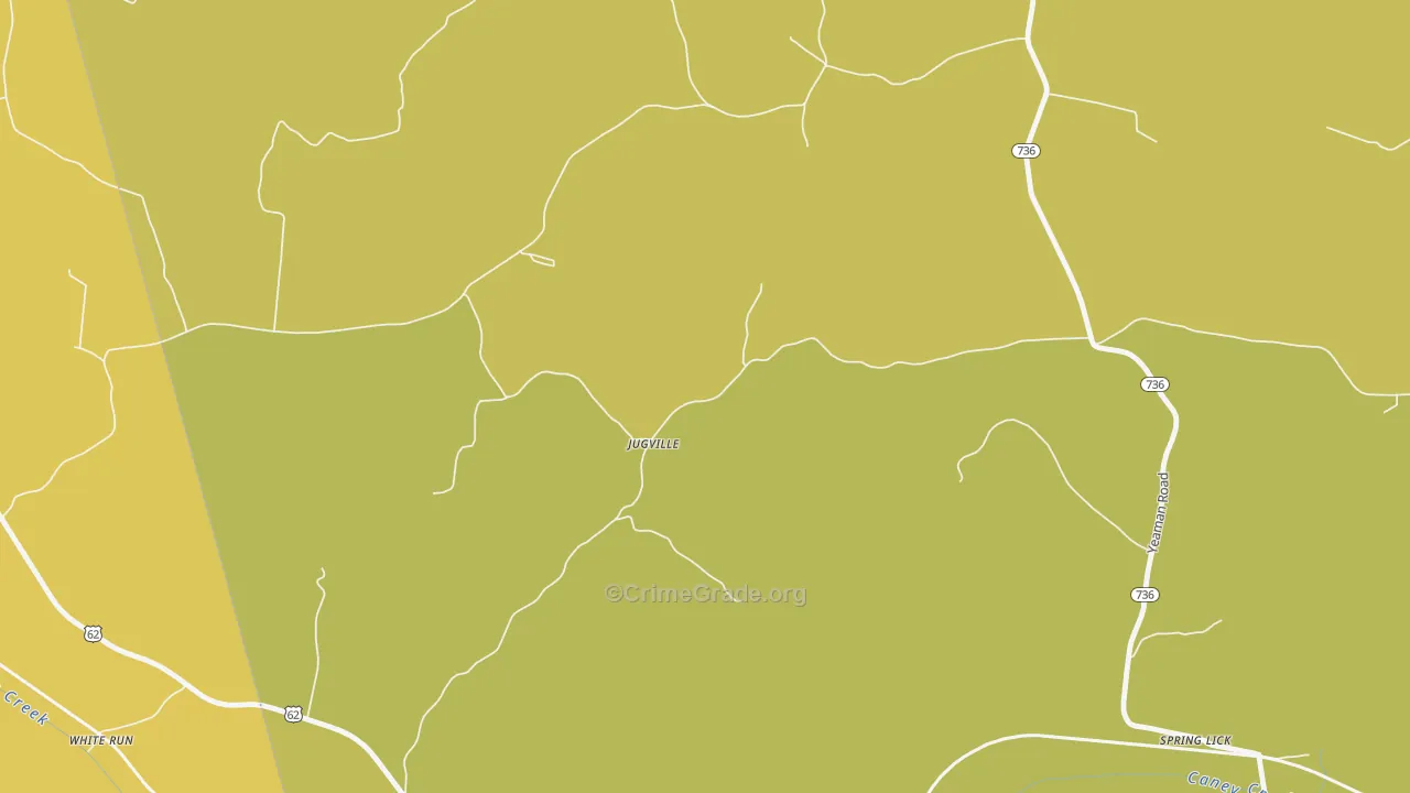 Spring Lick, KY Map of Robbery Rates