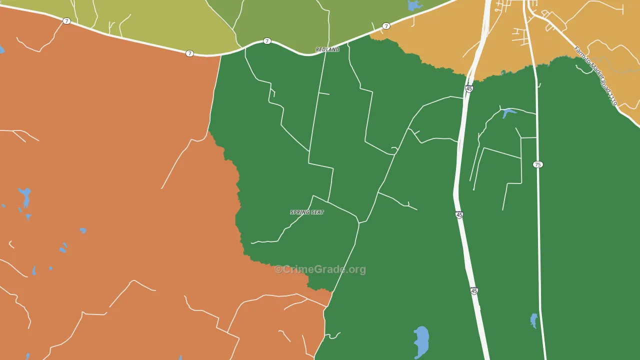 Spring Seat, TX Map of Robbery Rates