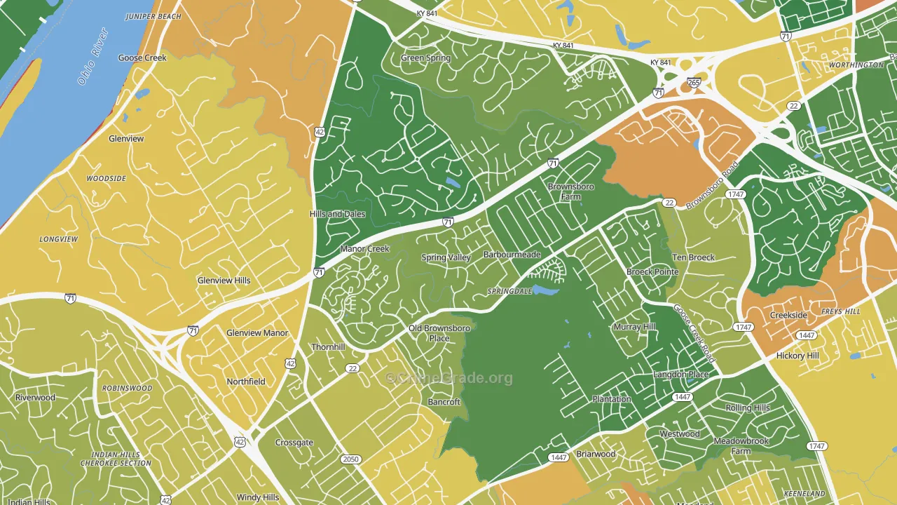 Spring Valley, KY Map of Robbery Rates