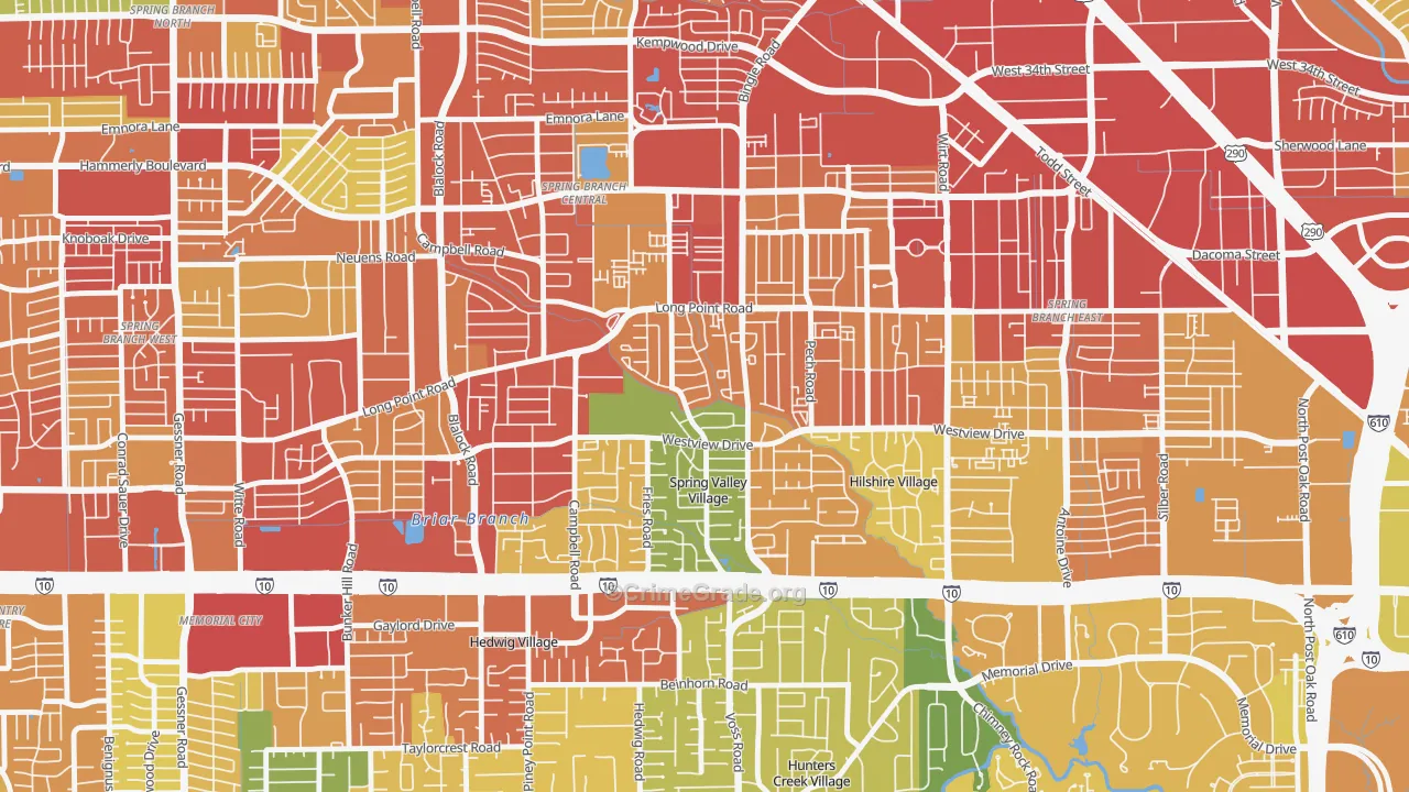 Spring Valley Village, TX Map of Robbery Rates