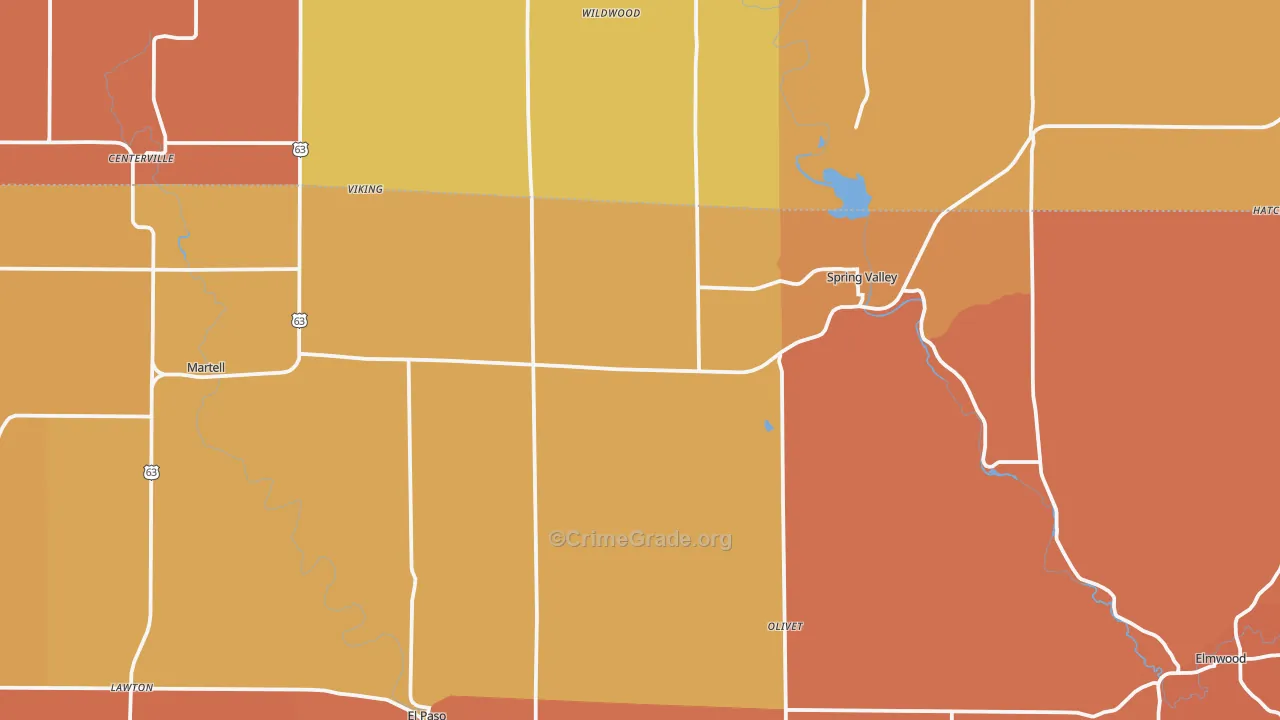 Spring Valley, WI Map of Robbery Rates