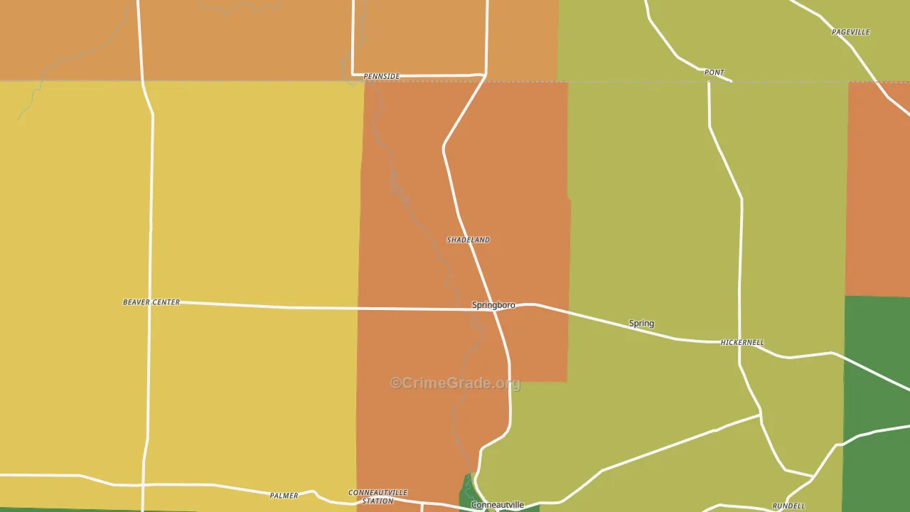 Springboro, PA Map of Robbery Rates