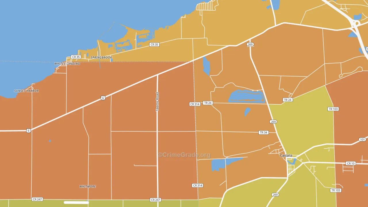 Springbrook, OH Map of Robbery Rates