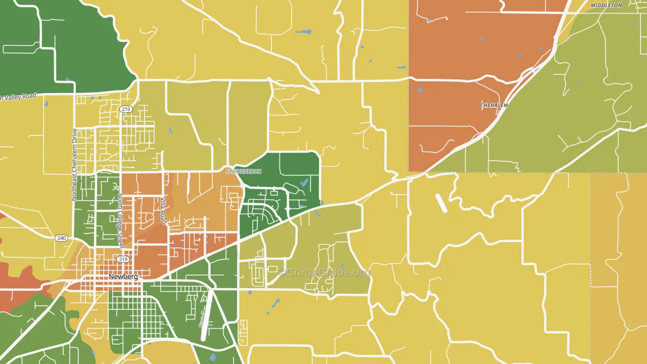 Springbrook, OR Map of Robbery Rates