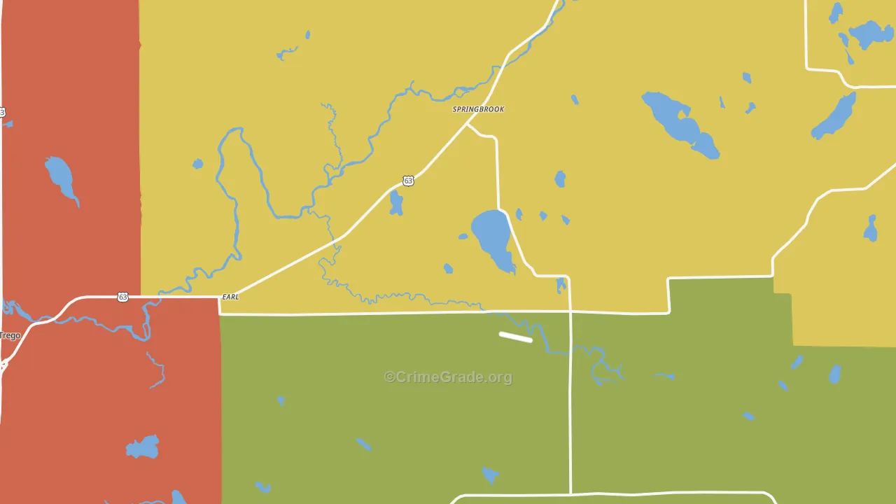 Springbrook, WI Map of Robbery Rates