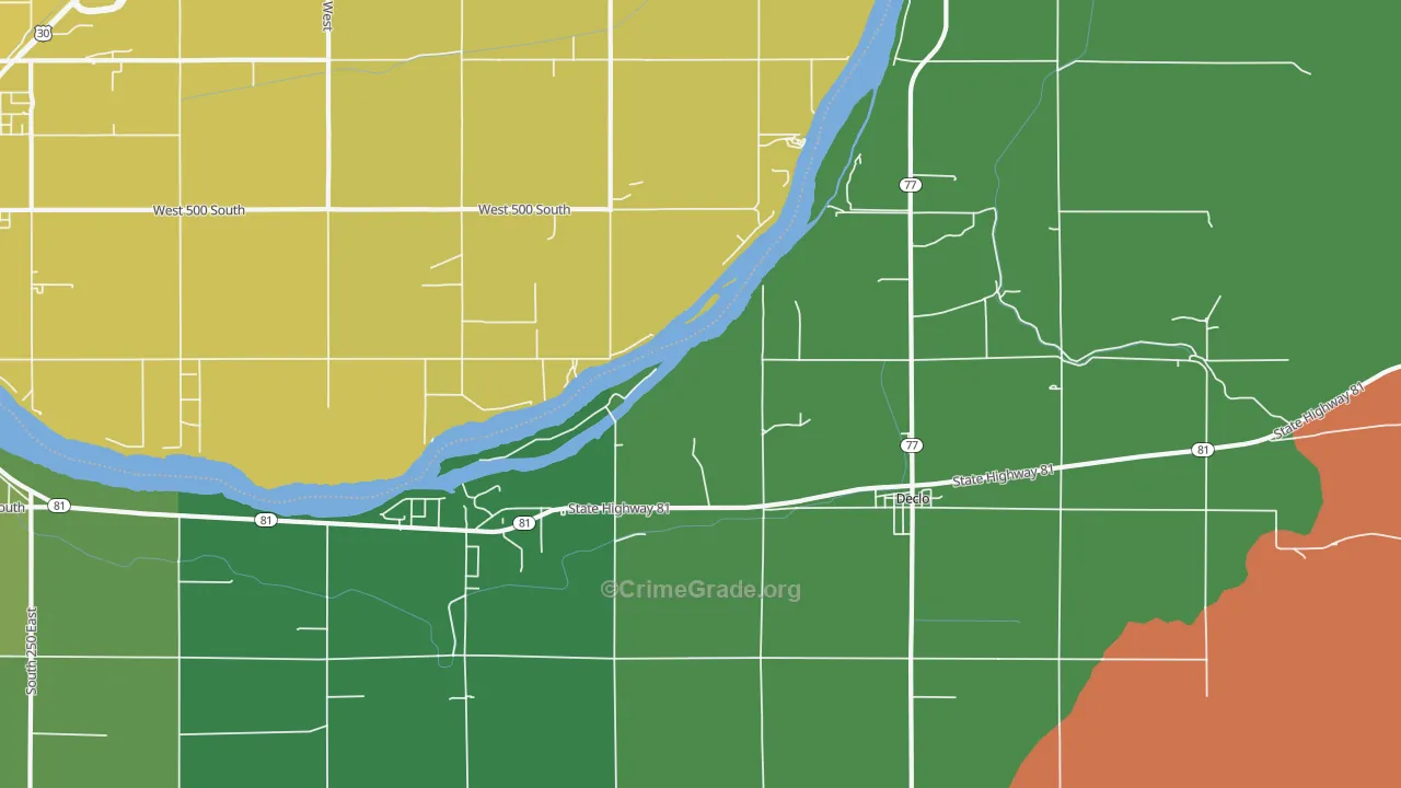 Springdale, ID Map of Robbery Rates