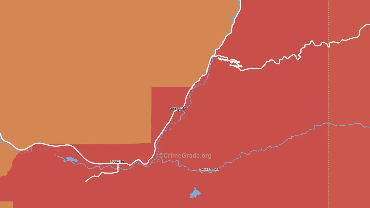 Springdale, UT Map of Robbery Rates