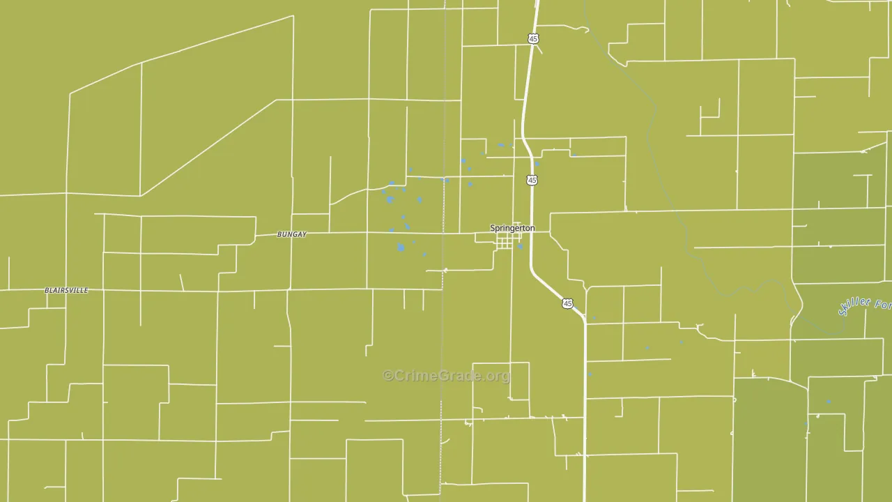 Springerton, IL Map of Robbery Rates