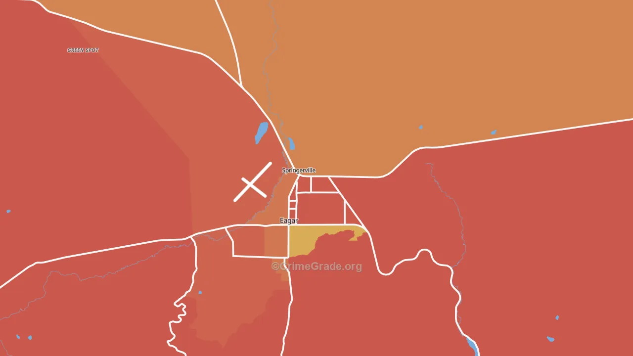 Springerville, AZ Map of Robbery Rates