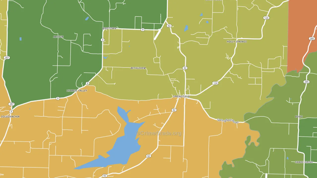 Springfield, AR Map of Robbery Rates