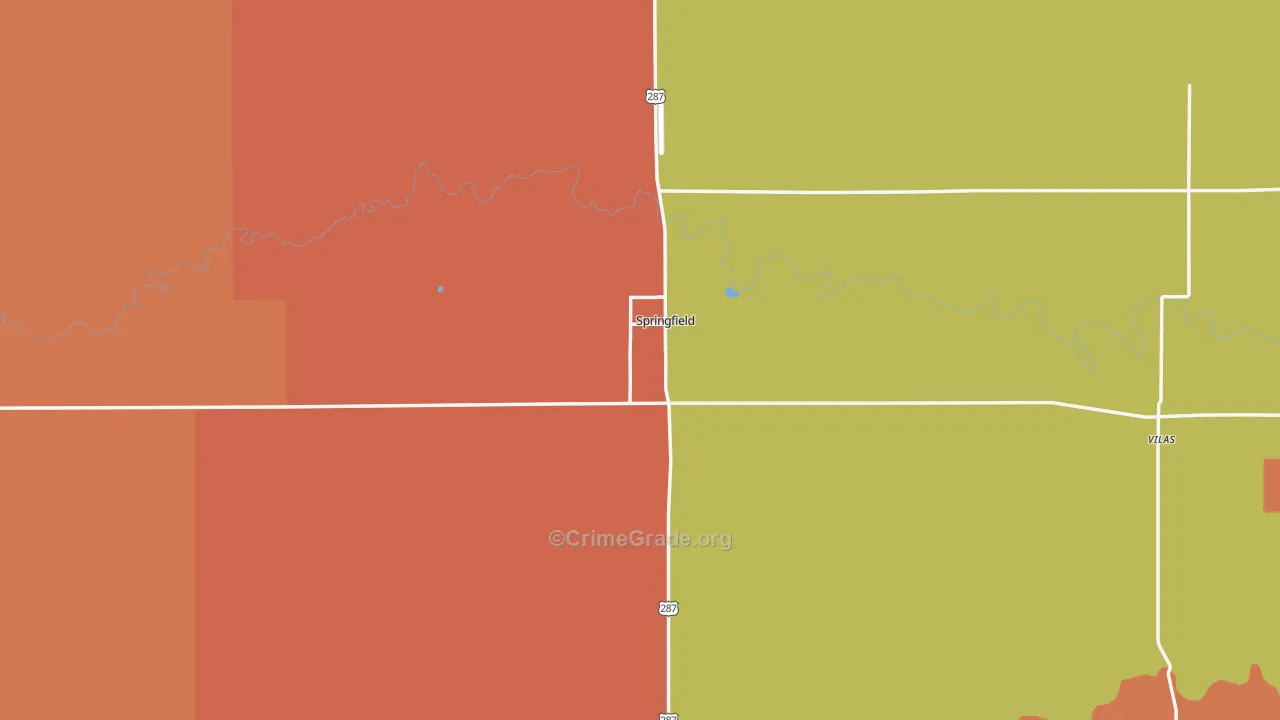 Springfield, CO Map of Robbery Rates