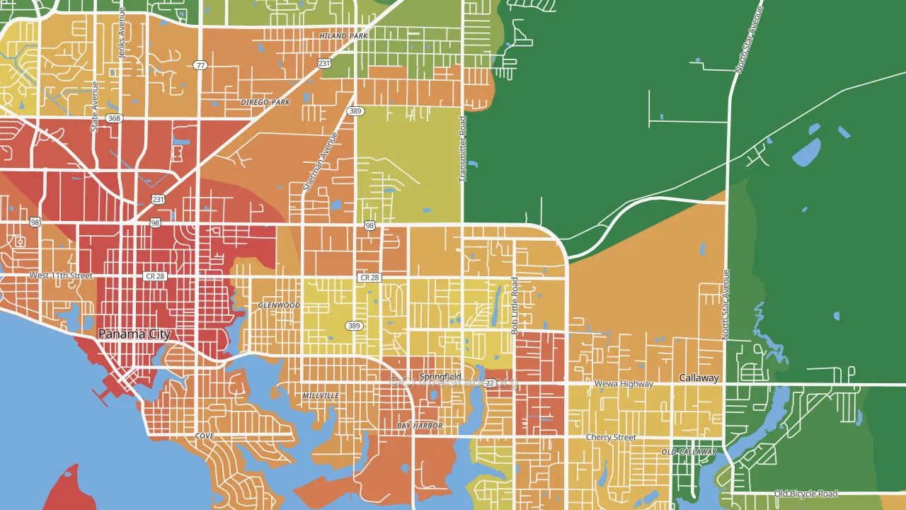Springfield, FL Map of Robbery Rates
