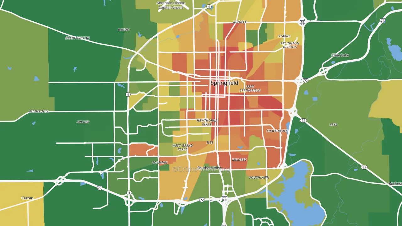 Springfield, IL Map of Robbery Rates