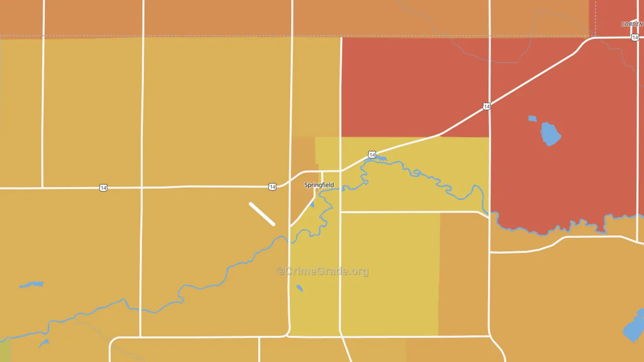Springfield, MN Map of Robbery Rates