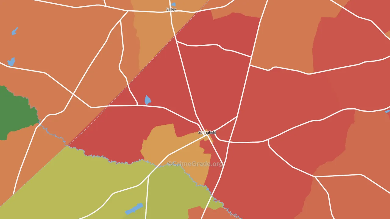 Springfield, SC Map of Robbery Rates