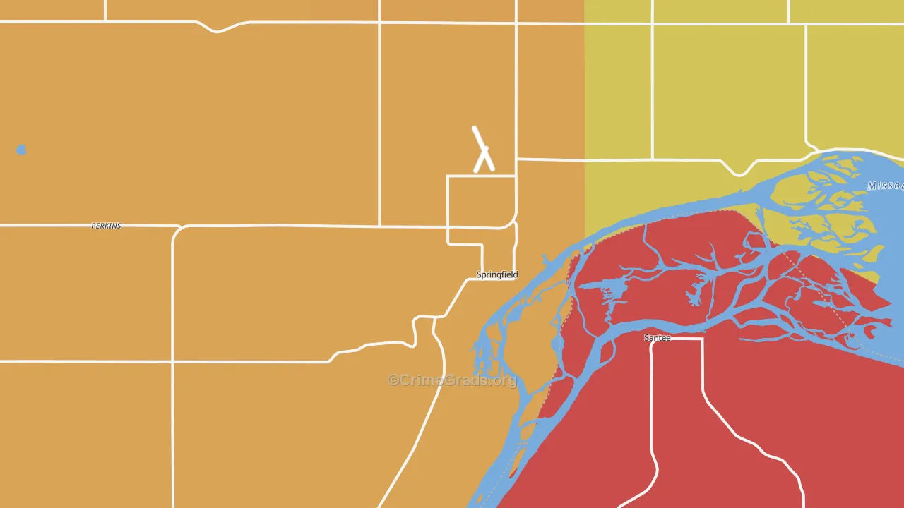 Springfield, SD Map of Robbery Rates