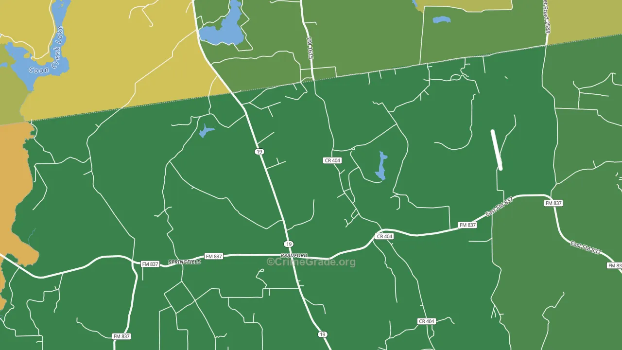 Springfield, TX Map of Robbery Rates