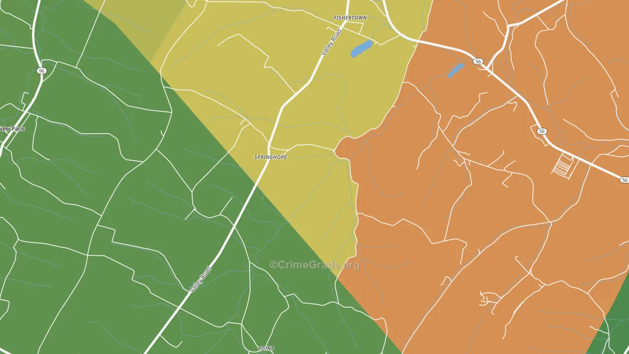 Springhope, PA Map of Robbery Rates