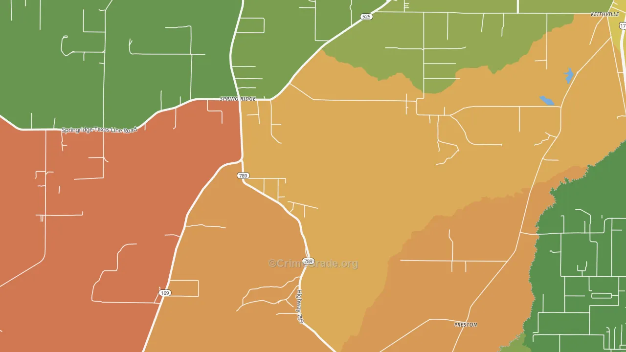 Springridge, LA Map of Robbery Rates